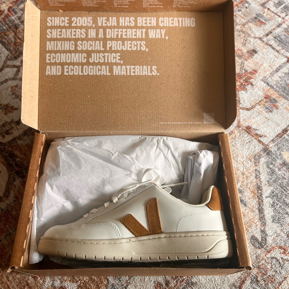 Veja White and Tan Athletic Shoes Never Worn and in Box!